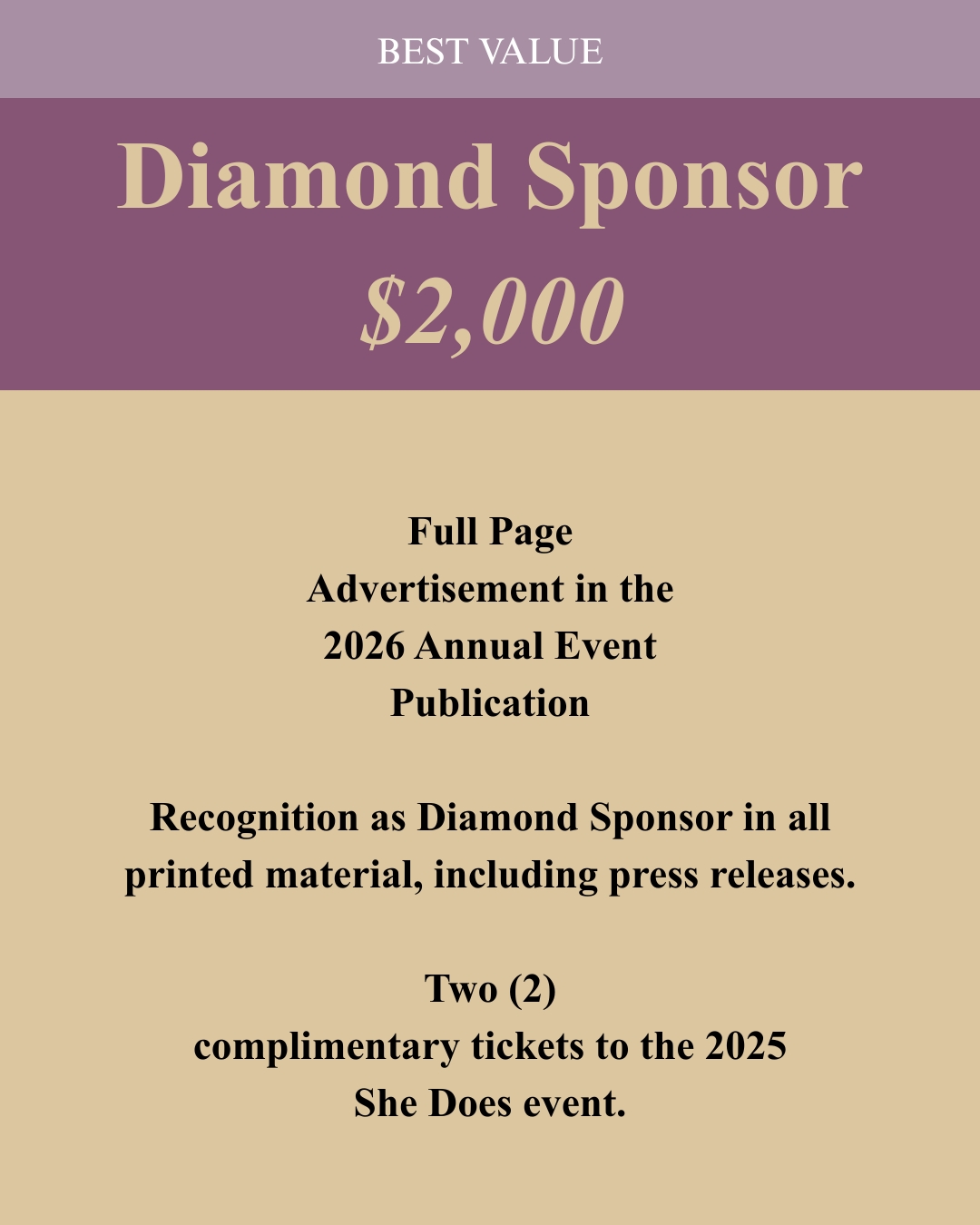 Diamond Sponsor — Best Value